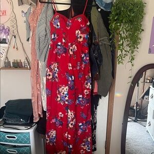 Floral Red Jumpsuit